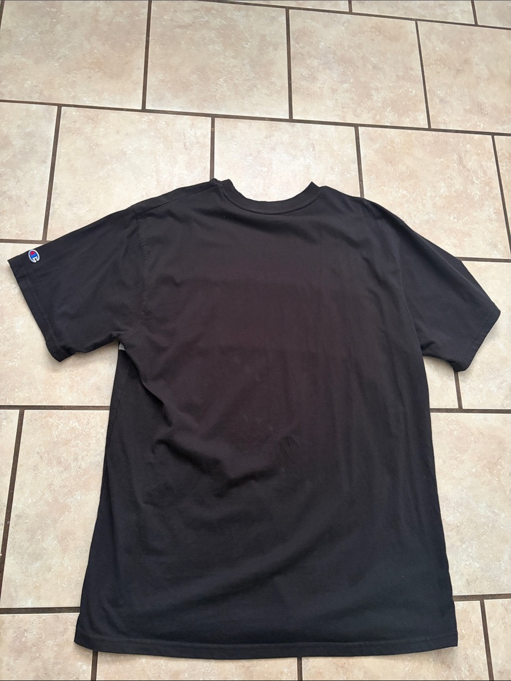 Like New, Champion Black Short Sleeve Tee with White Chest Panel and Logo - Picture 4 of 4